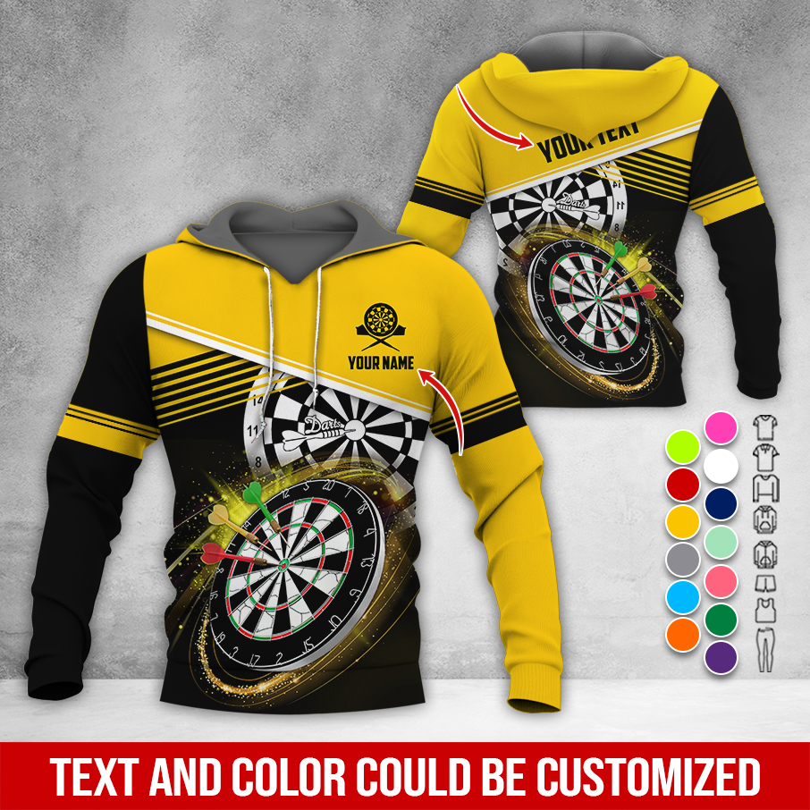 Customized Name & Text Darts Premium Hoodie, Modern Textures Pattern Darts Hoodie, Perfect Gift For Darts Lovers, Darts Player