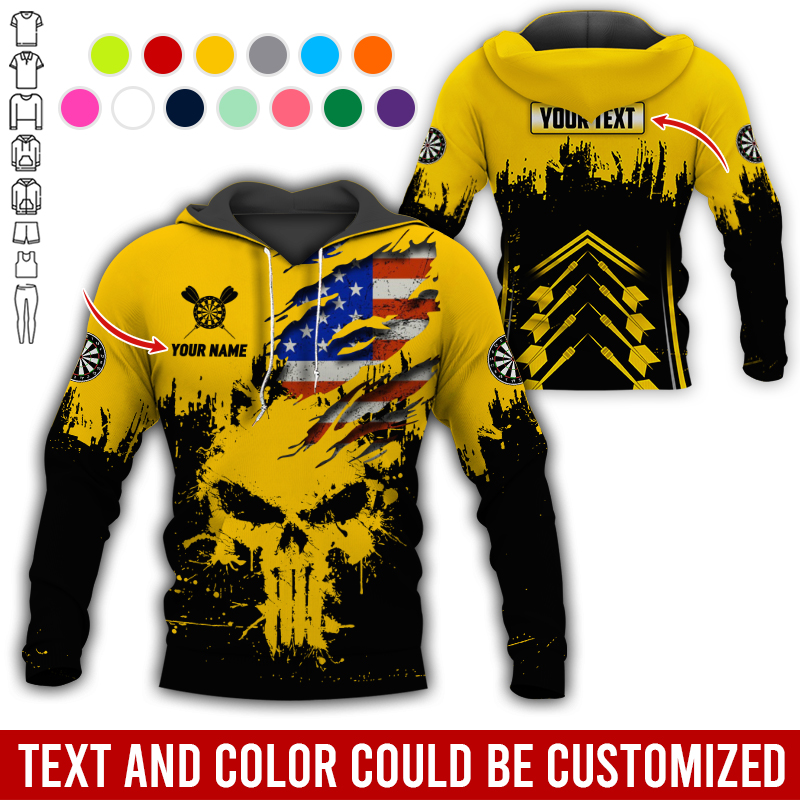Customized Name & Text Darts Premium Hoodie, Custom National Flag Darts Hoodie For Men & Women, Perfect Gift For Darts Lovers, Darts Player
