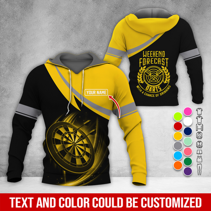 Customized Name Darts Premium Hoodie, Weekend Forrecast Darts Black Hoodie, Perfect Gift For Darts Lovers, Friend, Family