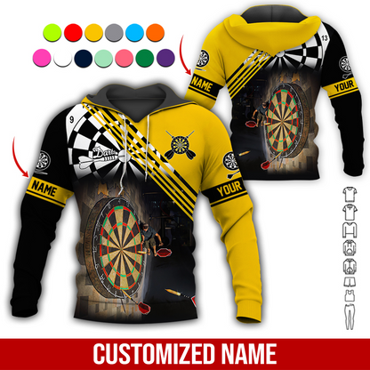 Customized Name Darts Premium Hoodie, Giant Dartboards Black Hoodie, Perfect Gift For Darts Lovers, Friend, Family