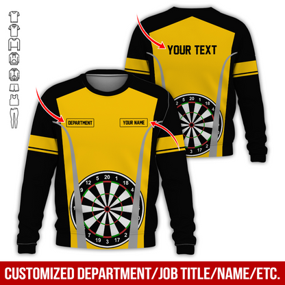 Customized Darts Sweatshirt, Personalized Name, Text & Department Sweatshirt, Play Darts Pattern Sweatshirt, Perfect Gift For Darts Lovers, Friend, Family