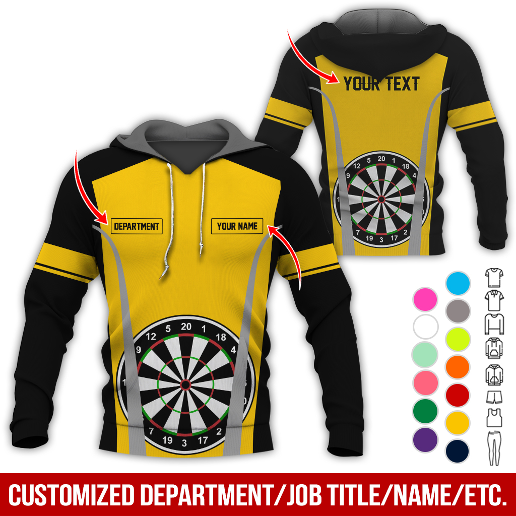 Personalized Name, Text & Department Darts Premium Hoodie, Play Darts Pattern Hoodie, Perfect Gift For Darts Lovers, Friend, Family