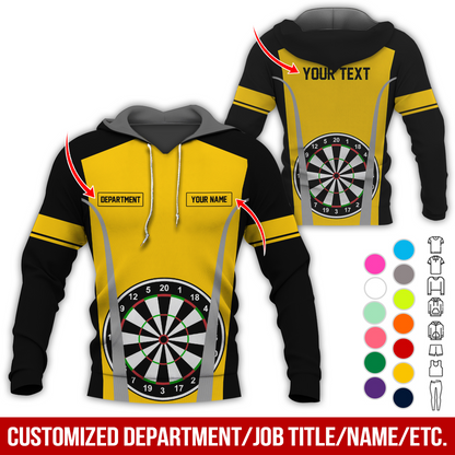 Personalized Name, Text & Department Darts Premium Hoodie, Play Darts Pattern Hoodie, Perfect Gift For Darts Lovers, Friend, Family
