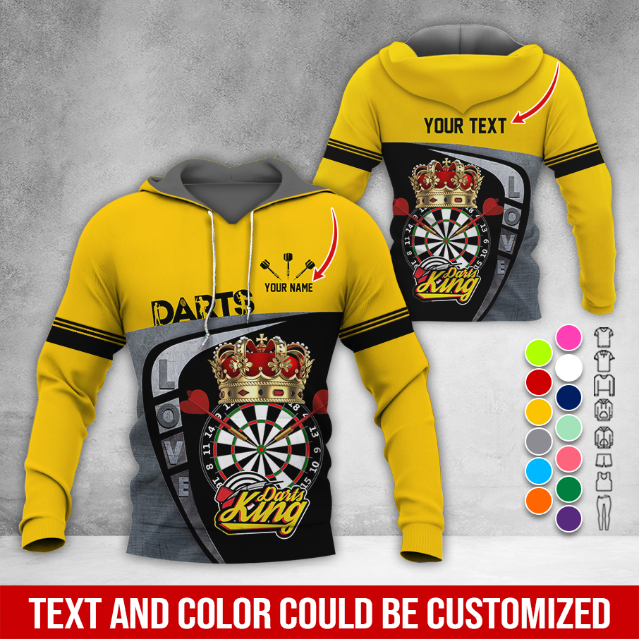 Customized Darts Premium Hoodie, Personalized Name & Text Darts Hoodie, Darts King Hoodie, Perfect Gift For Darts Lovers, Friend, Family
