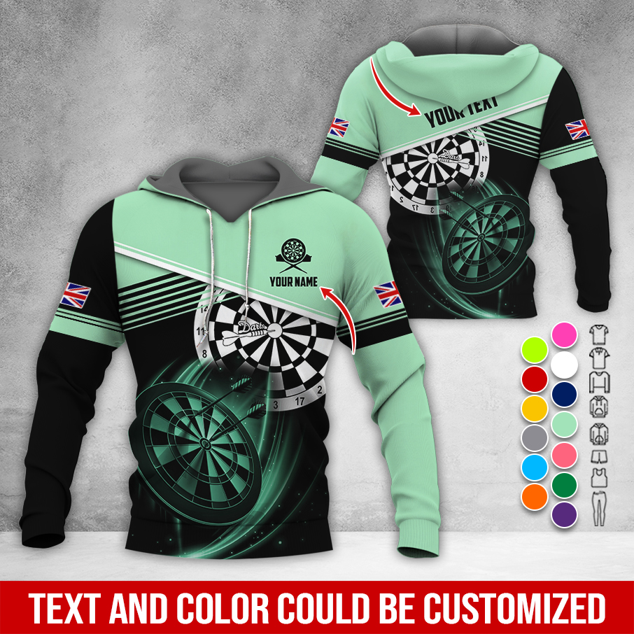 Customized Name & Text Darts Premium Hoodie, Custom Your Flag Hoodie, Perfect Gift For Darts Lovers, Friend, Family