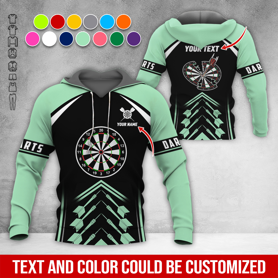 Personalized Name & Text Darts Premium Hoodie, Broken Darts Pattern Hoodie, Perfect Gift For Darts Lovers, Friend, Family