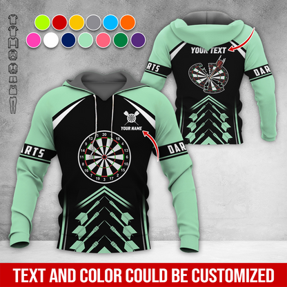 Personalized Name & Text Darts Premium Hoodie, Broken Darts Pattern Hoodie, Perfect Gift For Darts Lovers, Friend, Family