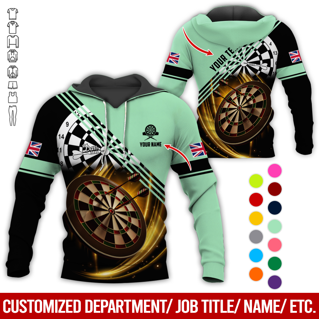 Customized Flag Darts Premium Hoodie, Personalized National Flag & Darts Pattern Hoodie For Men & Women, Perfect Gift For Darts Lovers, Friend, Family