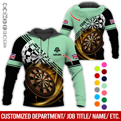 Customized Flag Darts Premium Hoodie, Personalized National Flag & Darts Pattern Hoodie For Men & Women, Perfect Gift For Darts Lovers, Friend, Family