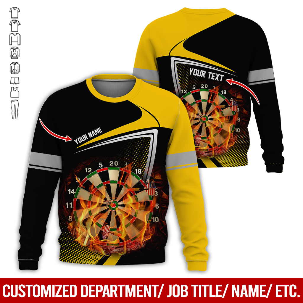 Customized Darts Sweatshirt, Flaming Dartboards Pattern Black & White Sweatshirt For Men & Women, Perfect Gift For Darts Lovers, Friend, Family