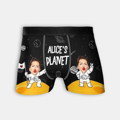 Personalized Boxers, Custom Face Underwear - Customized My Planet Boxer - Best Valentine Gift For Men From Lover