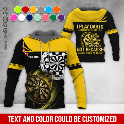 Customized Name Darts Premium Hoodie, I Play Darts Because I Like It Darts Hoodie, Perfect Gift For Darts Lovers, Darts Player