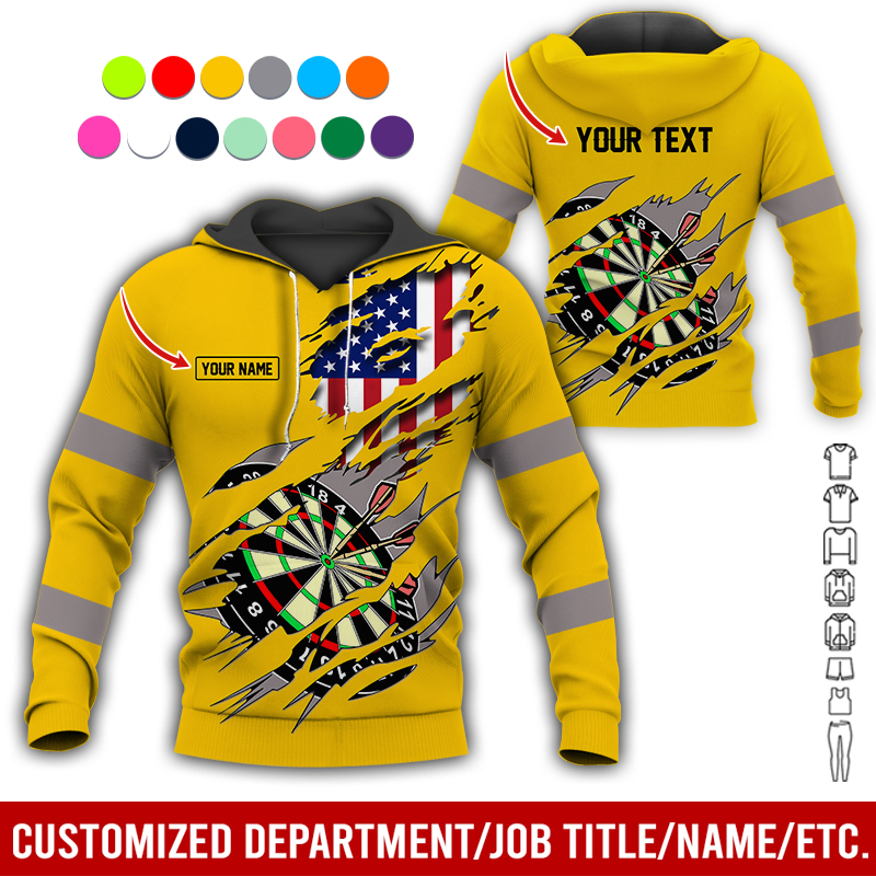Personalized Darts American Flag Premium Hoodie, Customized Name & Text Darts Hoodie, Perfect Gift For Darts Lovers, Friend, Family
