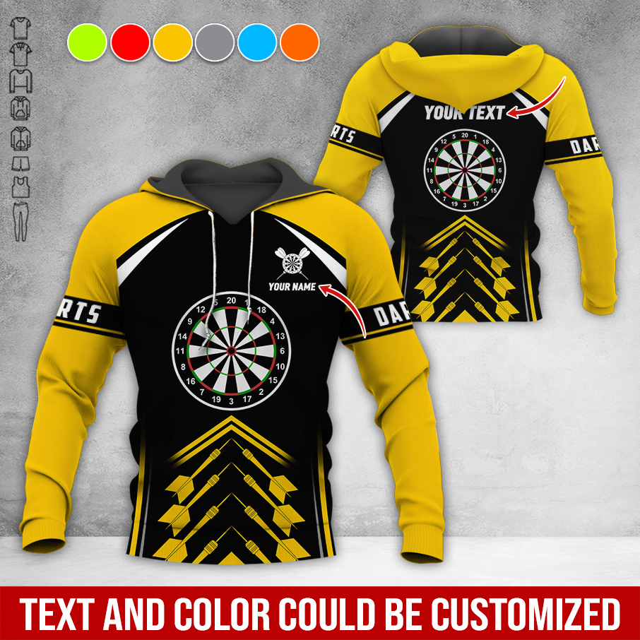 Customized Name & Text Darts Premium Hoodie, Custom Color Darts Pattern For Men & Women Hoodie, Perfect Gift For Darts Lovers, Darts Player