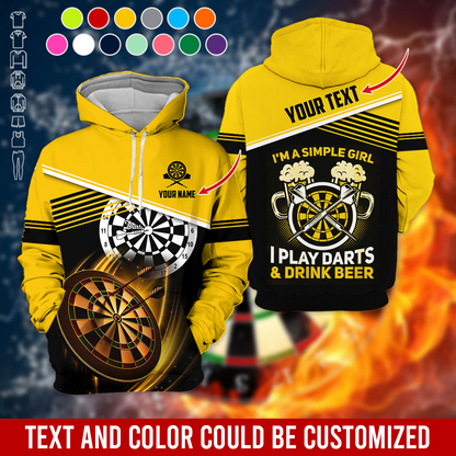 Customized Name & Text Darts Premium Hoodie, I'm A Simple Girl Darts Hoodie, Perfect Gift For Darts Lovers, Darts Player