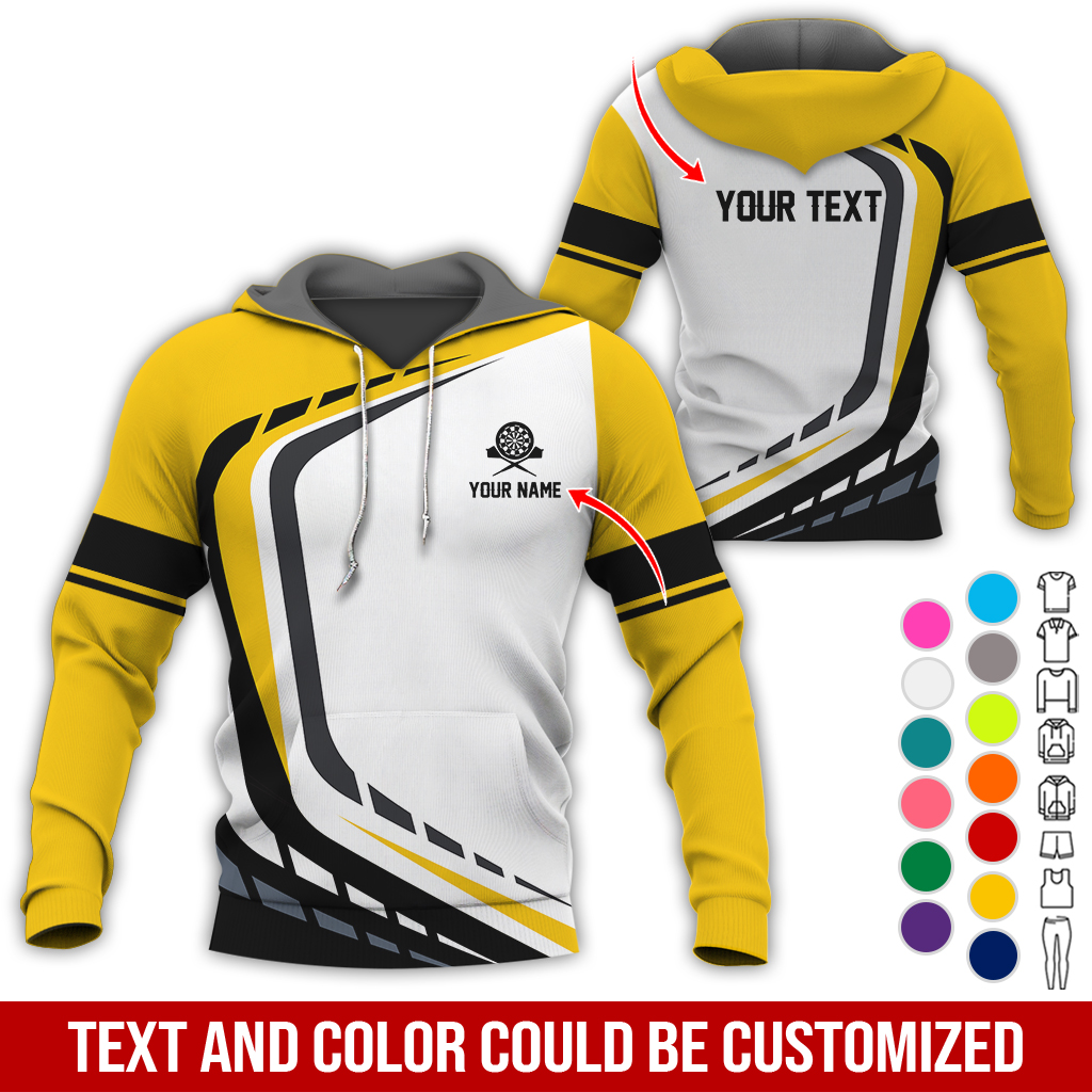 Personalized Darts Premium Hoodie, Customized Name & Text White Darts Hoodie, Perfect Gift For Darts Lovers, Friend, Family