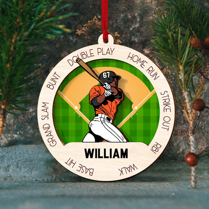 Custom Baseball Wooden Ornament, Baseball Player Pose Wooden Ornament - Perfect Gift For Baseball Lover, Christmas, New Year