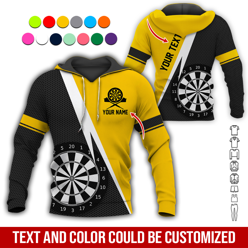 Customized Name & Text Darts Premium Hoodie, Spot Pattern Darts Black Hoodie, Perfect Gift For Darts Lovers, Darts Player