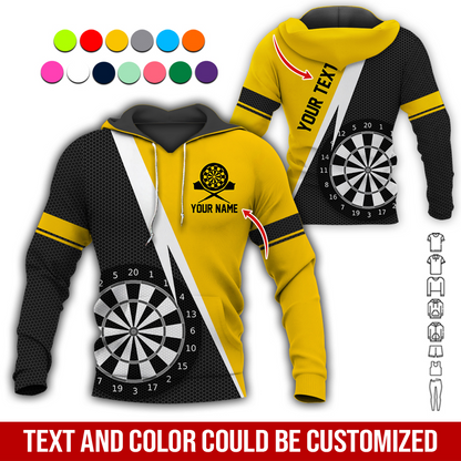 Customized Name & Text Darts Premium Hoodie, Spot Pattern Darts Black Hoodie, Perfect Gift For Darts Lovers, Darts Player