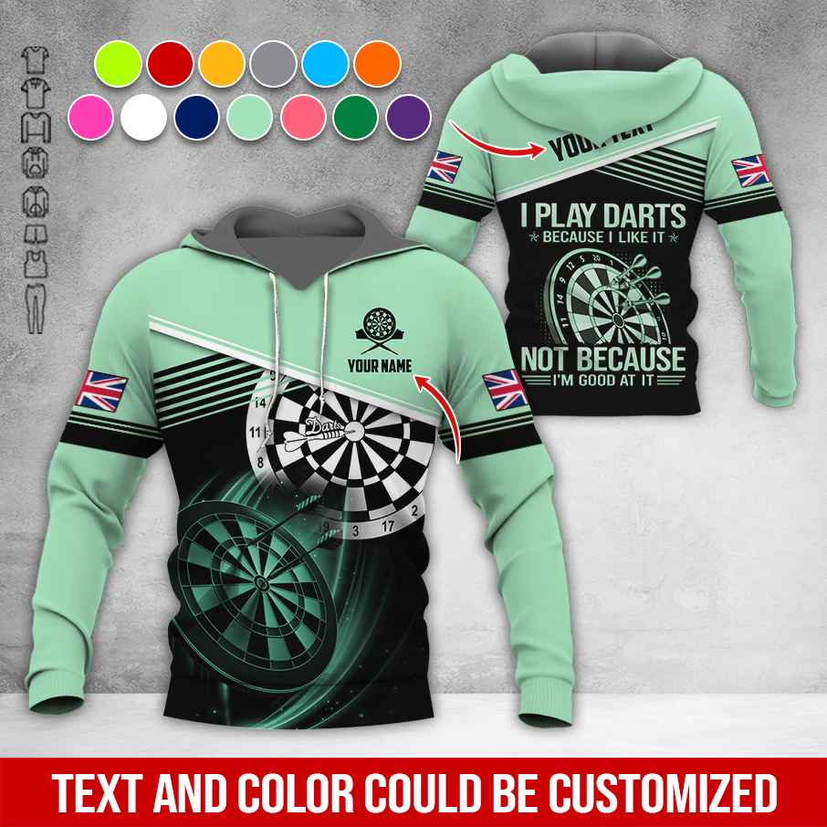 Customized Name & Text Darts Premium Hoodie, Custom National Flag, I Like Darts Hoodie For Men & Women, Perfect Gift For Darts Lovers, Darts Player