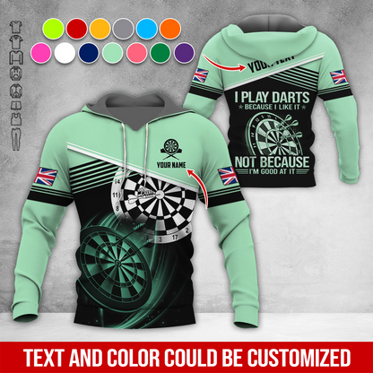 Customized Name & Text Darts Premium Hoodie, Custom National Flag, I Like Darts Hoodie For Men & Women, Perfect Gift For Darts Lovers, Darts Player