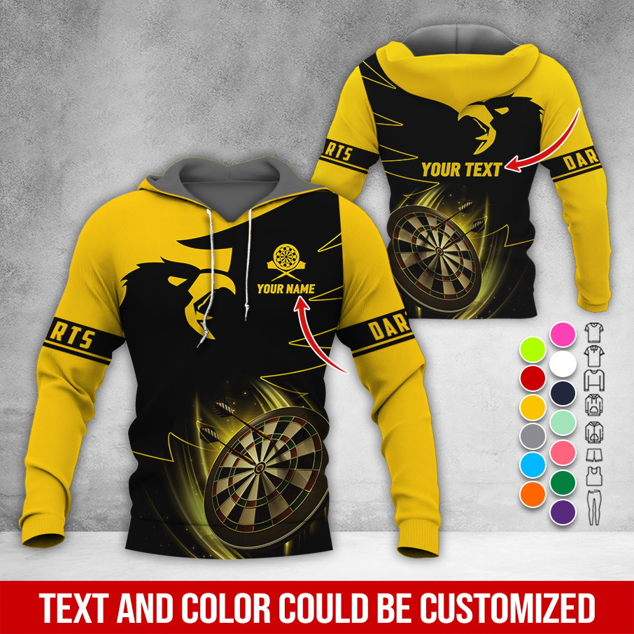 Personalized Darts Black Raven Premium Hoodie, Customized Name & Text Darts Hoodie, Perfect Gift For Darts Lovers, Darts Player