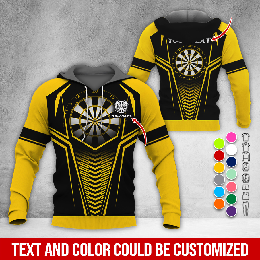 Personalized Name & Text Darts Premium Hoodie, Darts Sport Pattern Hoodie For Men & Women, Perfect Gift For Darts Lovers, Friend, Family