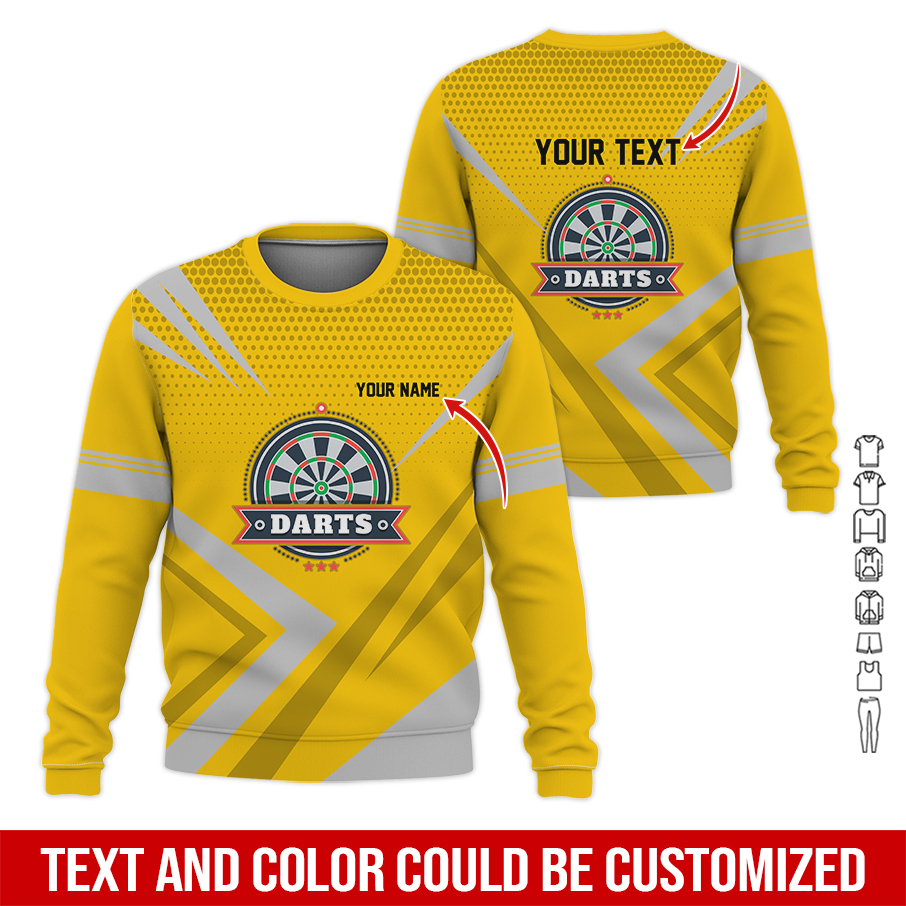 Customized Darts Sweatshirt, Personalized Name & Text Sweatshirt, 3 Star Darts Pattern Sweatshirt, Perfect Gift For Darts Lovers, Friend, Family