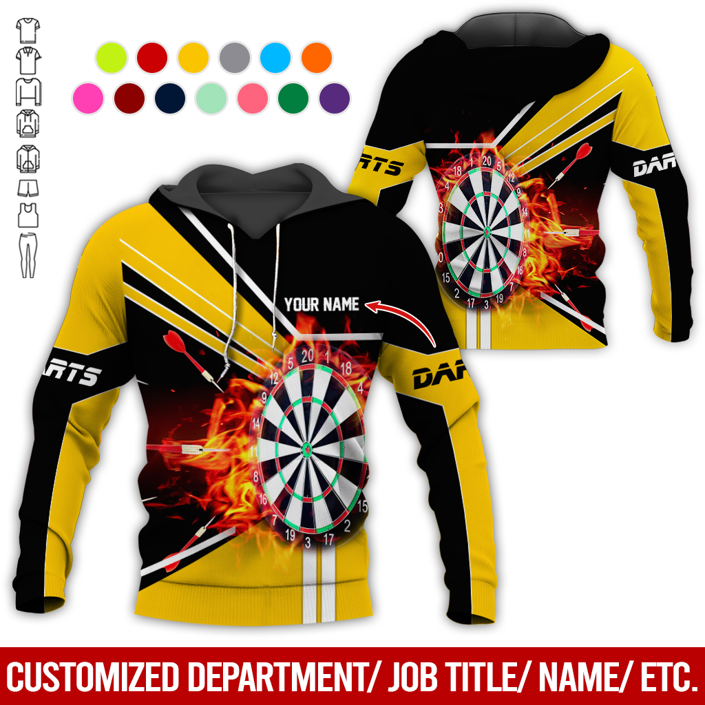 Customized Darts Flaming Premium Hoodie, Personalized Name Darts Hoodie, Perfect Gift For Darts Lovers, Darts Player
