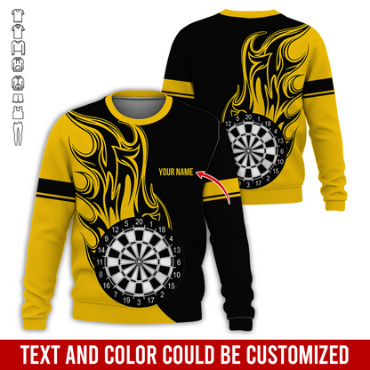 Customized Darts Sweatshirt, Personalized Name Sweatshirt, Fire Dartsboards Pattern Sweatshirt For Men & Women, Perfect Gift For Darts Lovers, Friend, Family