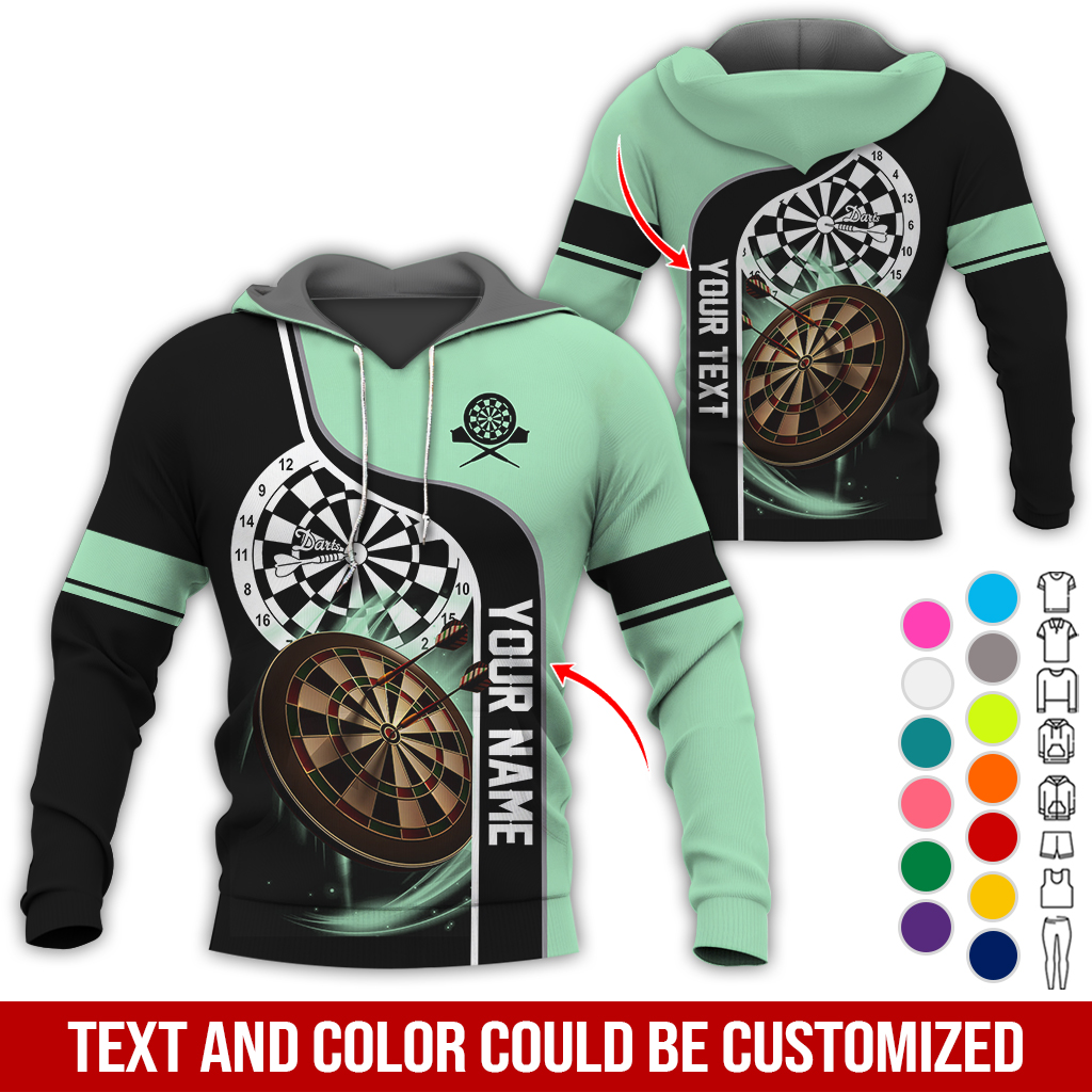 Customized Name & Text Darts Premium Hoodie, Darts Pattern Hoodie For Men & Women, Perfect Gift For Darts Lovers, Friend, Family