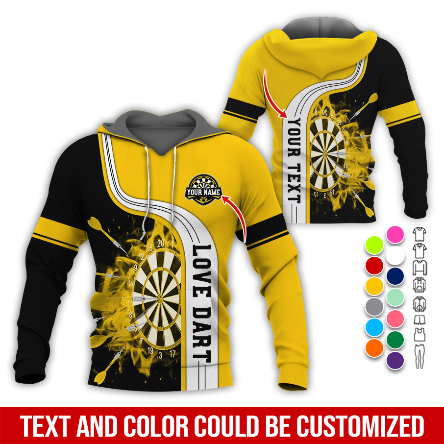 Customized Name & Text Darts Premium Hoodie, Darts Pattern Colorful Hoodie, Perfect Gift For Darts Lovers, Friend, Family