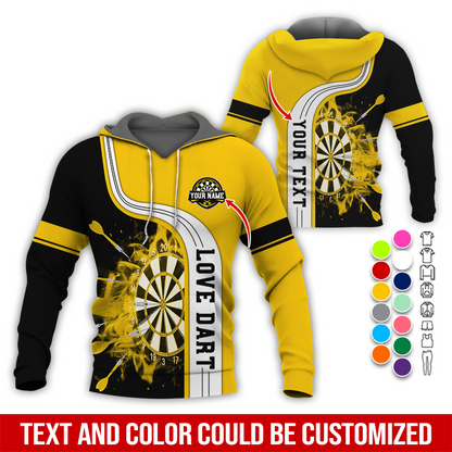 Customized Name & Text Darts Premium Hoodie, Darts Pattern Colorful Hoodie, Perfect Gift For Darts Lovers, Friend, Family