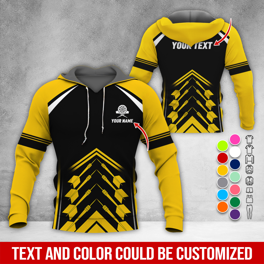 Personalized Name & Text Darts Premium Hoodie, Darts Sport Pattern Hoodie For Darts Player, Perfect Gift For Darts Lovers, Friend, Family