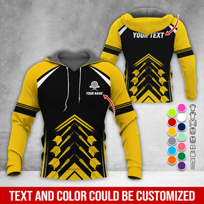 Personalized Name & Text Darts Premium Hoodie, Darts Sport Pattern Hoodie For Darts Player, Perfect Gift For Darts Lovers, Friend, Family