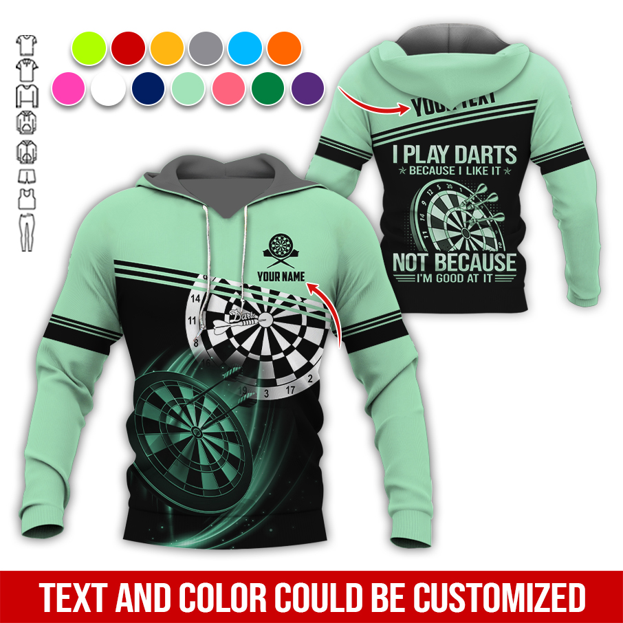 Customized Name & Text Darts Premium Hoodie, I Play Darts Because I Like It Hoodie For Men & Woman, Perfect Gift For Darts Lovers, Darts Player