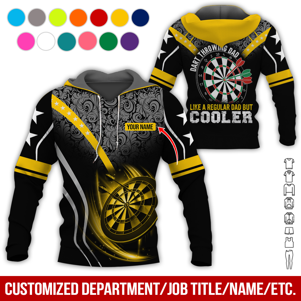 Customized Name Darts Tropical Pattern Hoodie, Like A Regular Dad But Cooler Hoodie, Perfect Gift For Darts Lovers, Darts Player