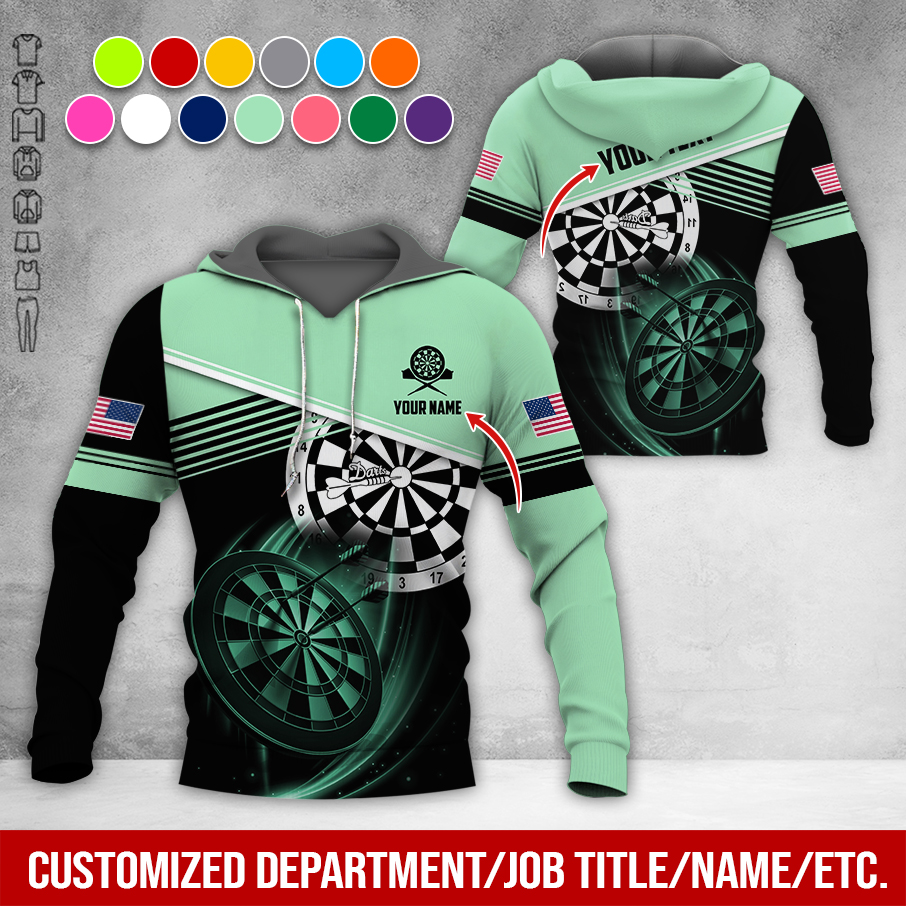 Customized Name & Text Darts Premium Hoodie, Custom National Flag, Darts Pattern Hoodie For Men & Women, Perfect Gift For Darts Lovers, Darts Player
