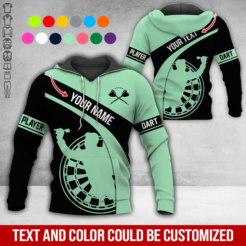 Customized Name & Text Darts Premium Hoodie, Darts Player Pattern Hoodie, Perfect Gift For Darts Lovers, Darts Player