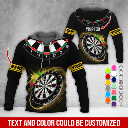 Customized Name & Text Darts Premium Hoodie, Black Pattern Darts Hoodie, Perfect Gift For Darts Lovers, Darts Player