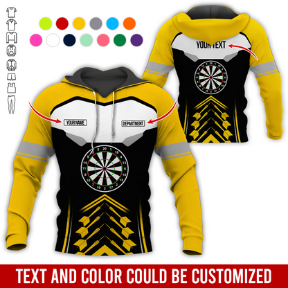 Customized Name, Text & Department Darts Premium Hoodie, Black & White Pattern Darts Hoodie, Perfect Gift For Darts Lovers, Darts Player