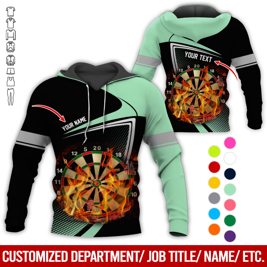 Personalized Darts Flaming Premium Hoodie, Dartboards Pattern Black & White Hoodie For Men & Women, Perfect Gift For Darts Lovers, Friend, Family