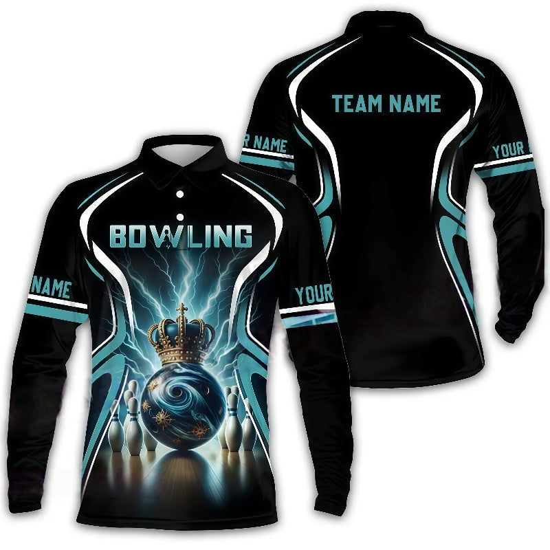 Customized Bowling Jersey, 3D Bowling Ball Graphic With Crown, Uniform Bowling - Personalized Name And Team Name