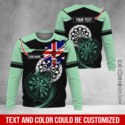 Customized Darts Sweatshirt, England Flag Pattern Sweatshirt For Men & Women, Perfect Gift For Darts Lovers, Friend, Family