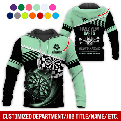 Customized Name & Text Darts Skull Premium Hoodie, I Only Play Darts 3 Days a Week Hoodie, Perfect Gift For Darts Lovers, Darts Player