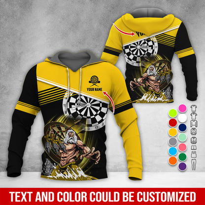 Customized Name & Text Darts Premium Hoodie, Poseidon Pattern Darts Hoodie, Perfect Gift For Darts Lovers, Darts Player