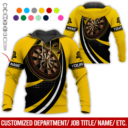 Customized Name Darts Premium Hoodie, Black Spot Pattern Darts Hoodie, Perfect Gift For Darts Lovers, Friend, Family