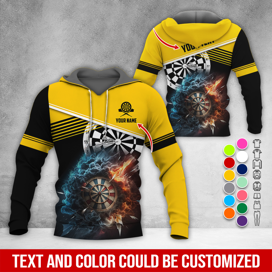 Personalized Name & Text Darts Premium Hoodie, Darts & Storm Pattern Hoodie, Perfect Gift For Darts Lovers, Friend, Family