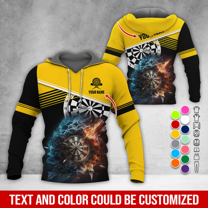 Personalized Name & Text Darts Premium Hoodie, Darts & Storm Pattern Hoodie, Perfect Gift For Darts Lovers, Friend, Family