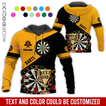 Personalized Darts Best Dad Premium Hoodie, Customized Name Darts Hoodie, Perfect Gift For Darts Lovers, Darts Player